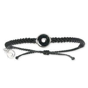 Black Braided Bracelet with Silver Charm